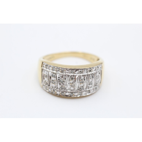 21 - 9ct gold vintage diamond pave set dress ring (4.3g) size R