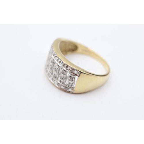 21 - 9ct gold vintage diamond pave set dress ring (4.3g) size R