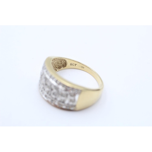 21 - 9ct gold vintage diamond pave set dress ring (4.3g) size R