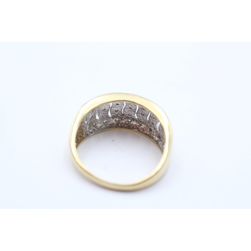 21 - 9ct gold vintage diamond pave set dress ring (4.3g) size R