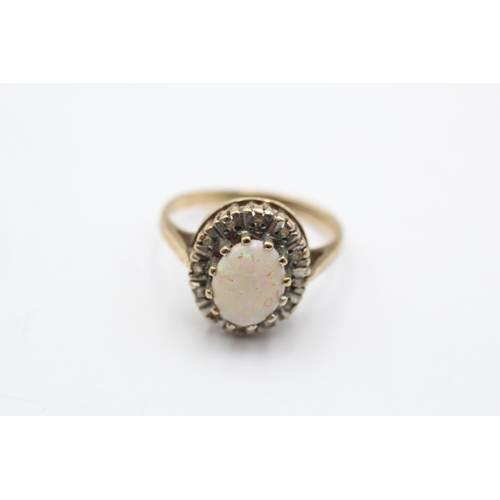 23 - 9ct gold vintage opal and diamond dress ring (2.8g) Size K