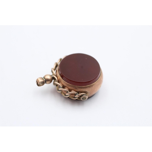 3 - 9ct gold antique carnelian swivel fob hallmarked birmingham 1900 (5.1g)