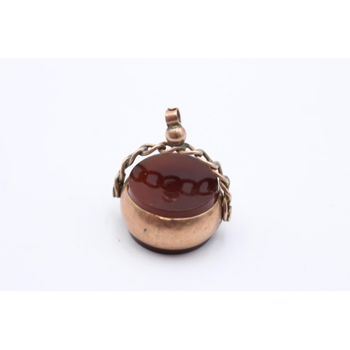 3 - 9ct gold antique carnelian swivel fob hallmarked birmingham 1900 (5.1g)