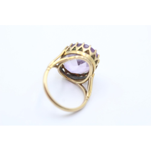 32 - 9ct gold vintage amethyst cocktail ring (6.4g) size O