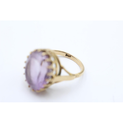 32 - 9ct gold vintage amethyst cocktail ring (6.4g) size O