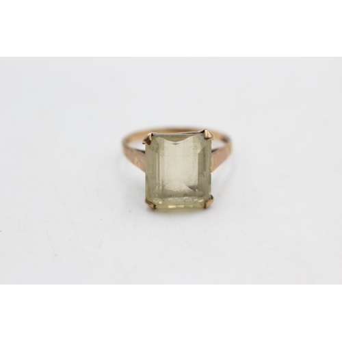 46 - 9ct gold vintage citrine cocktail ring (2.7g) size L