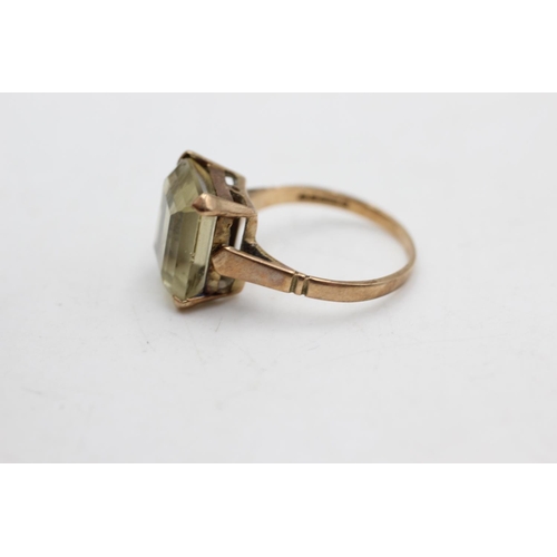 46 - 9ct gold vintage citrine cocktail ring (2.7g) size L