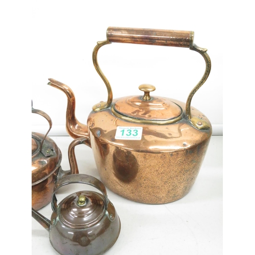 133 - 3x copper kettles