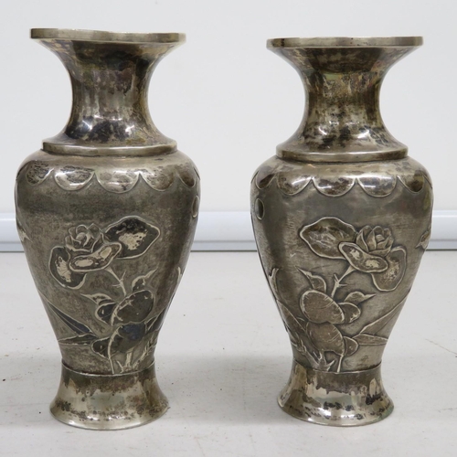 164 - Pair of Chinese silver vases 232.6g total weight and 6