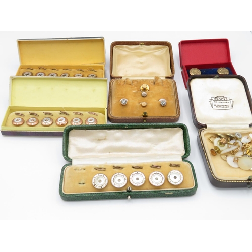 17 - Collection of 6x sets of buttons, some pearl, some gold - see photos for more details