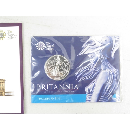 274 - £50 coin and £100 coin pure silver in collector's packs of issue