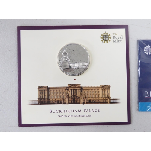 274 - £50 coin and £100 coin pure silver in collector's packs of issue