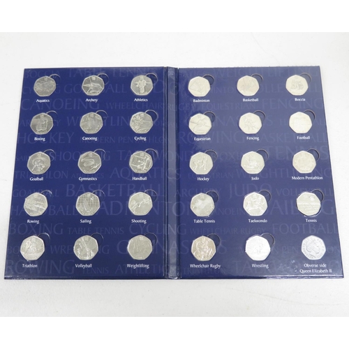 279 - 2012 Olympic 50p complete set of 29x lightly circulated in presentation folder