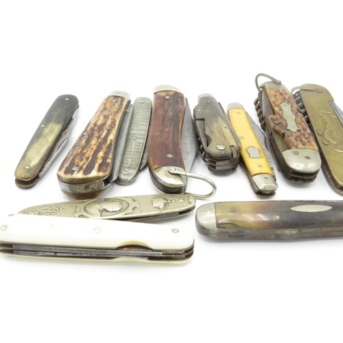 29 - Collection of vintage bone handled and advertising handled penknives