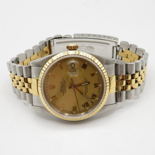 290 - Gent's Datejust Bimetal Rolex with champagne dial in very good condition fully Rolex certified with ... 