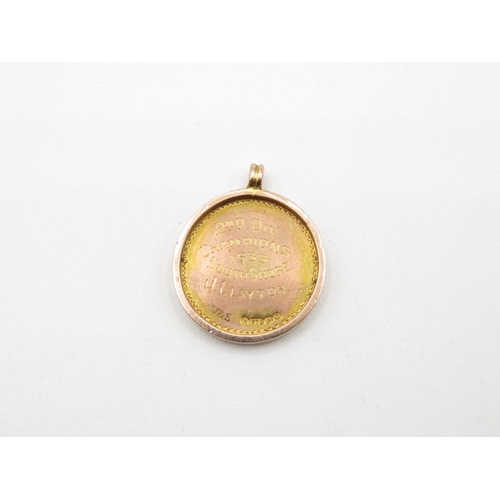 294 - 9ct gold watch fob 5.2g enamelled to say The Palace Blackpool Shields Competition 2nd Division Champ... 