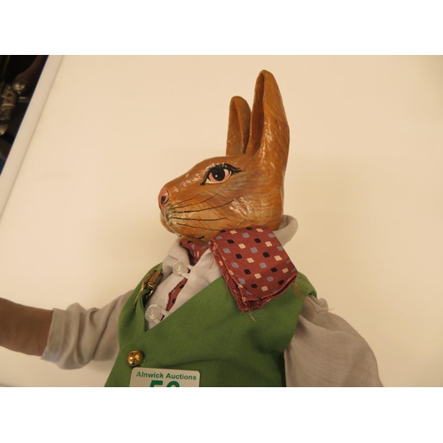 56 - 2' tall papier mache head rabbit dressed in Gentleman's attire