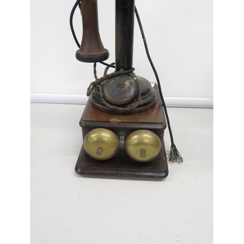 71 - Stick phone with wooden wall box and bells