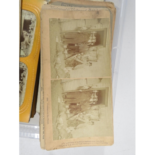 88 - 2x stereo viewers with huge collection of viewing cards including military cards