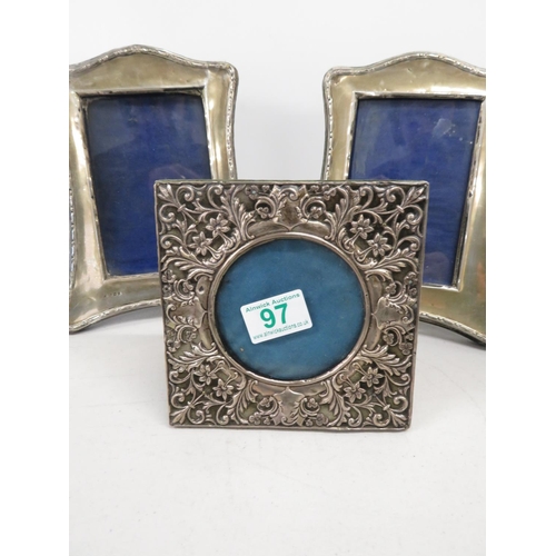 97 - 3x silver picture frames