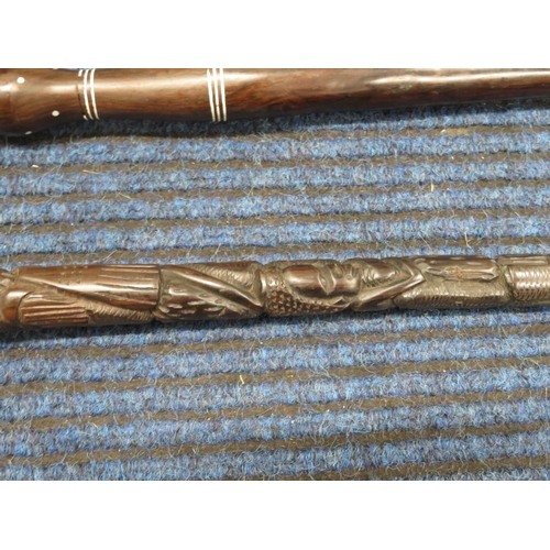 117 - Collection of African hardwood carved sticks