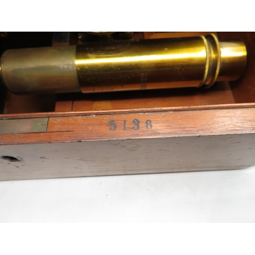 181 - Brass SEIBERT microscope with spare lenses in wooden box