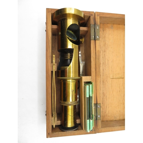 186 - Boxed field microscope in brass - no visible name