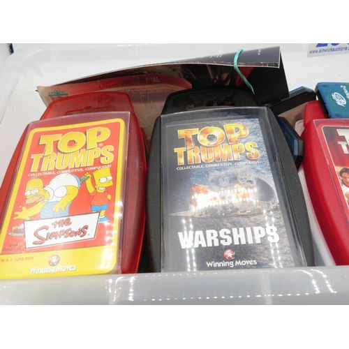 201 - Box containing original early Top Trumps packs and Playstation II games