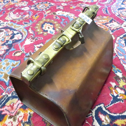 224 - Leather and brass Gladstone  bag