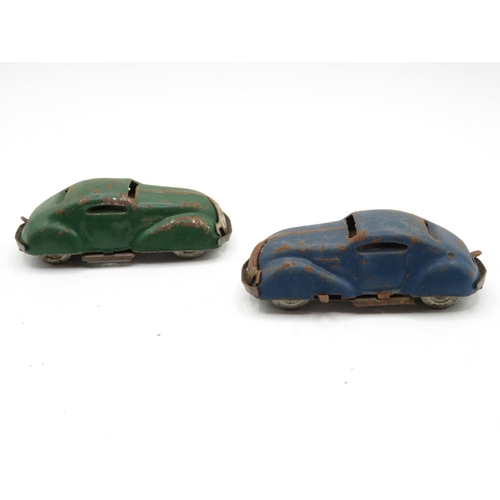 234 - 2x tin plate Minic cars with key wind