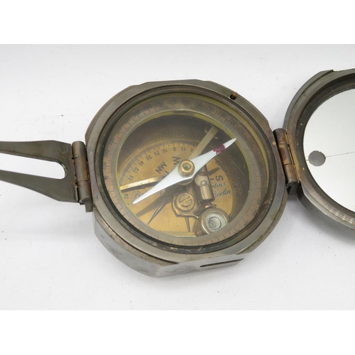 248 - PISTOR and MARTINS BERLIN compass in metal case with mirror fully working