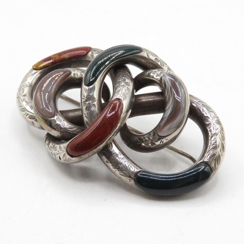 258 - Large silver and agate Scottish brooch 3