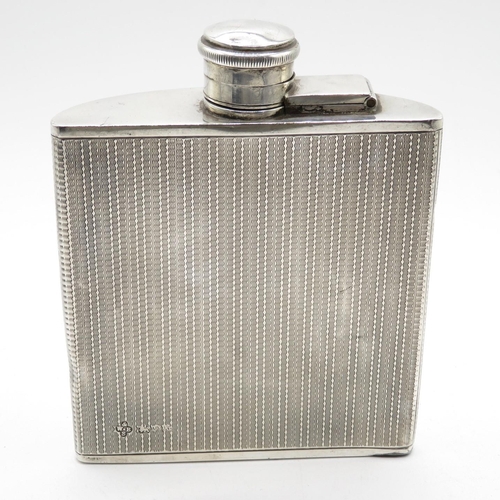 267 - HM silver hip flask holds liquid - no holes but has a few dings 138g