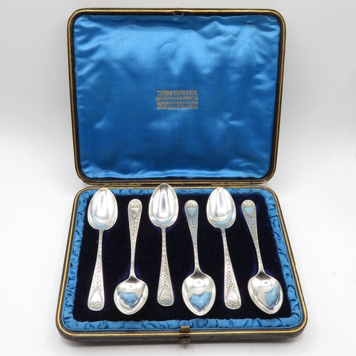 272 - Set of early silver spoons in leather box each weighing 13.5g