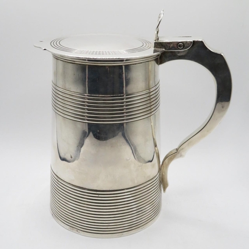 274 - Early silver milk or water lidded jug with London HM tight hinge good condition 831g