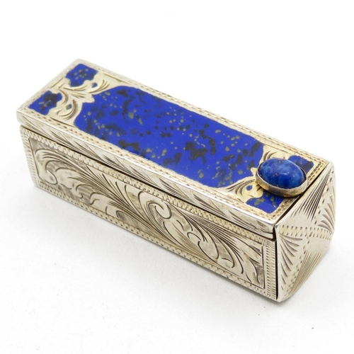 275 - Silver and enamel lipstick holder with mirror