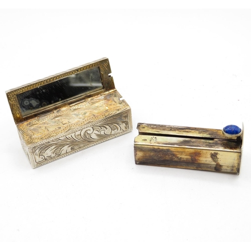 275 - Silver and enamel lipstick holder with mirror