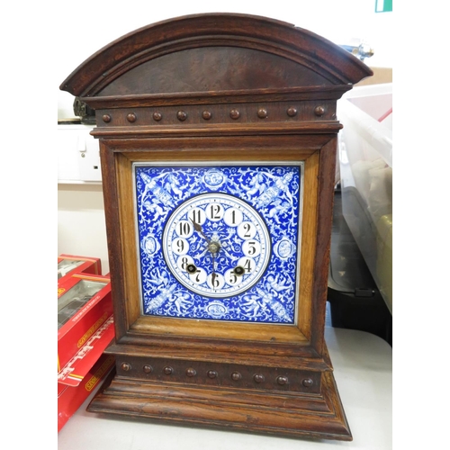 76 - Blue enamelled faced clock 18