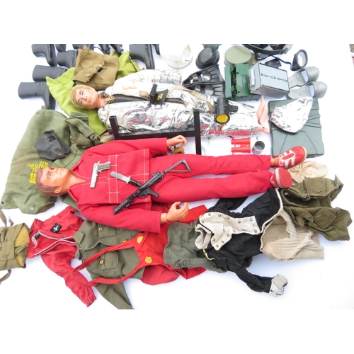 163 - Early Action Man with kit and weapons plus Steve Austin Six Million Dollar Man with tracksuit and tr... 