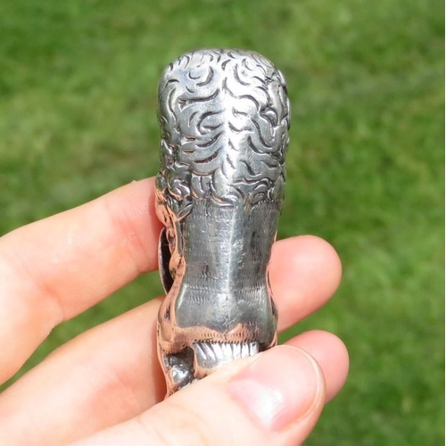 30 - Heavy Georgian Chinese silver and agate wax seal in shape of a lion 101g