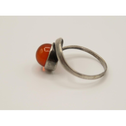 10 - Silver and Amber ring size M