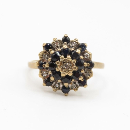 104 - 9ct gold diamond and sapphire ring size M  2.4g