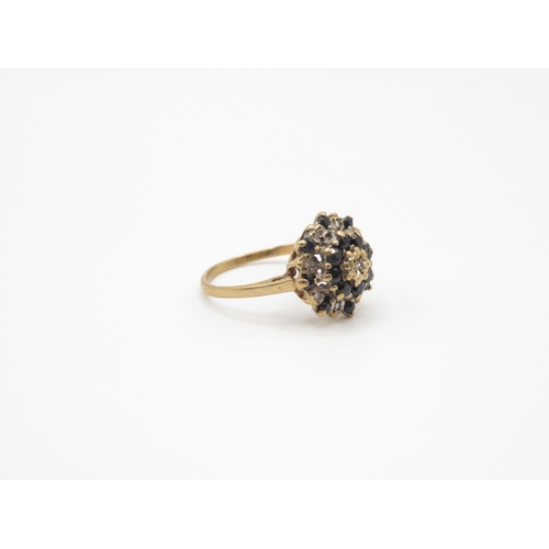 104 - 9ct gold diamond and sapphire ring size M  2.4g