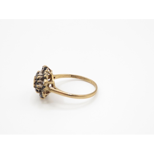 104 - 9ct gold diamond and sapphire ring size M  2.4g
