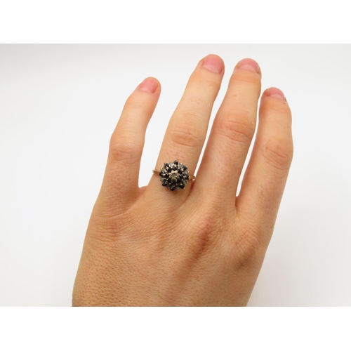 104 - 9ct gold diamond and sapphire ring size M  2.4g