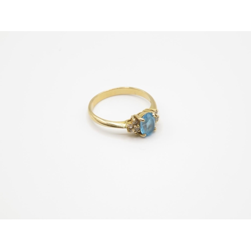113 - 14ct gold and blue stone ring size N  2.3g