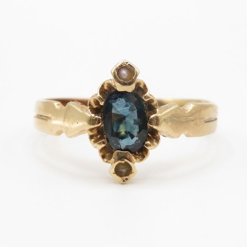 115 - 14ct gold and garnet ring size O 2.2g