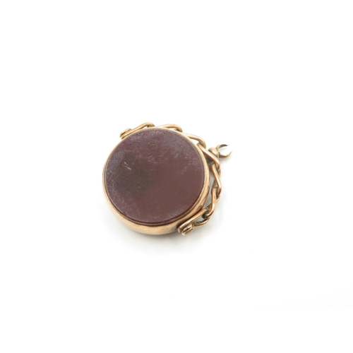 120 - 9ct gold HM bloodstone spinner fob as seen  7g