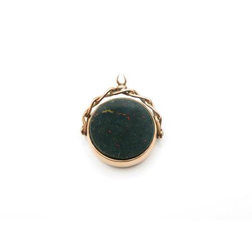120 - 9ct gold HM bloodstone spinner fob as seen  7g