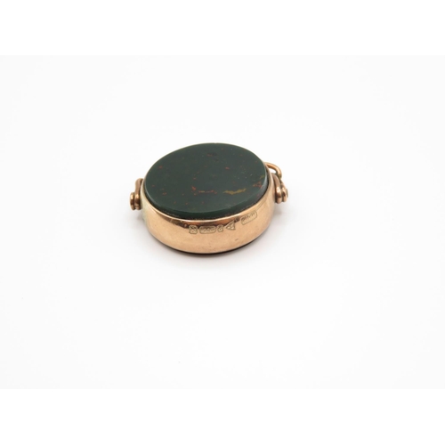 120 - 9ct gold HM bloodstone spinner fob as seen  7g